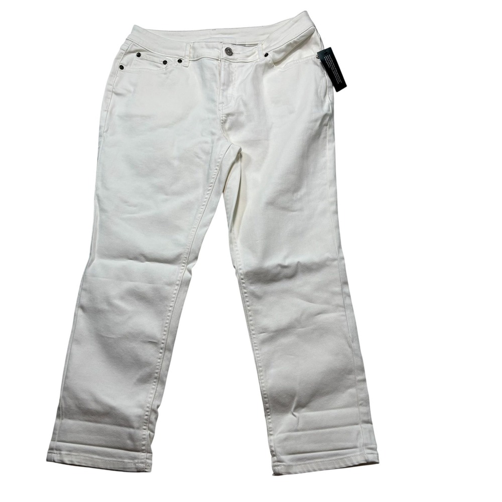 Martha‎ Stewart Signature Petite Ankle Jeans Natural White Rolled Hem  10P #1125
